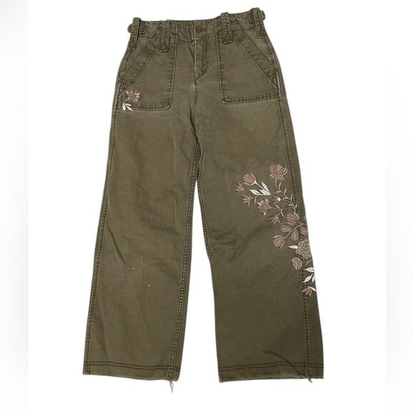 Free People Denim - FREE PEOPLE Embellished Dusk Crop Jean Green Size 2